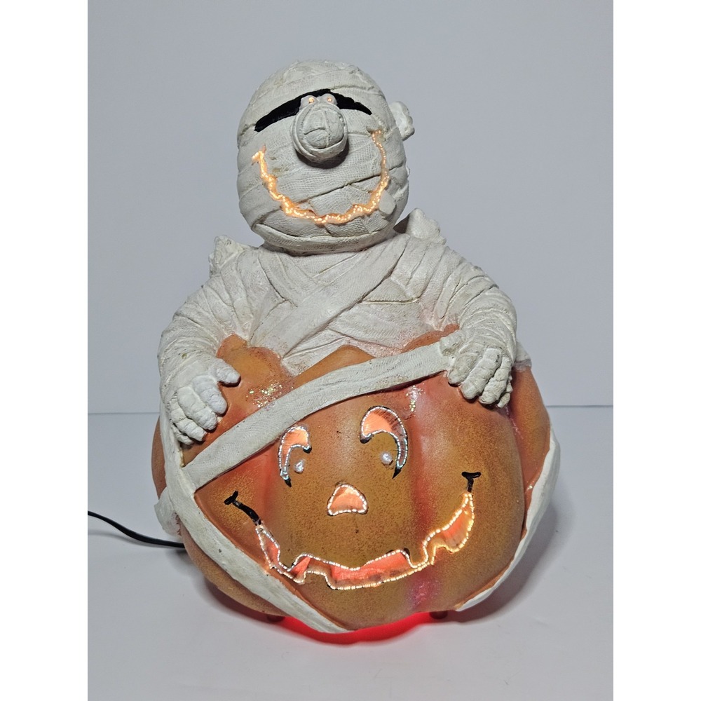 Halloween Mummy Pumpkin Fiber Optic Jack-O-Lantern Light Up 2004 Vintage Target